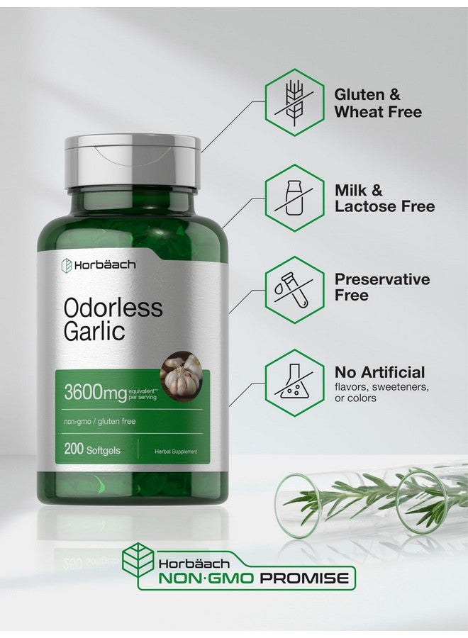 Horbäach Odorless Garlic Softgels 3600 mg | 200 Count | Ultra Potent Garlic Extract | Non-GMO & Gluten Free Supplement - Image 5
