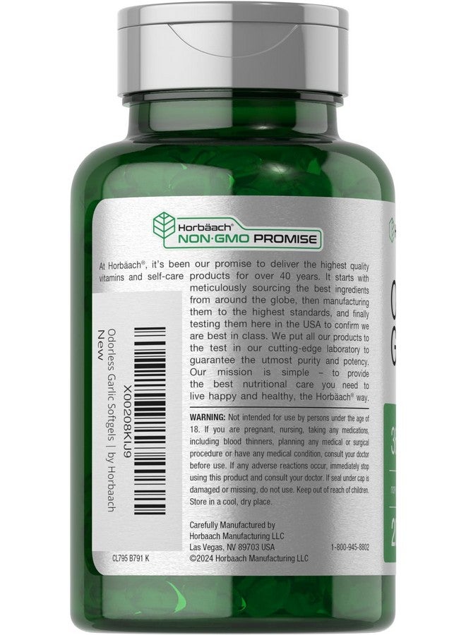 Horbäach Odorless Garlic Softgels 3600 mg | 200 Count | Ultra Potent Garlic Extract | Non-GMO & Gluten Free Supplement - Image 3