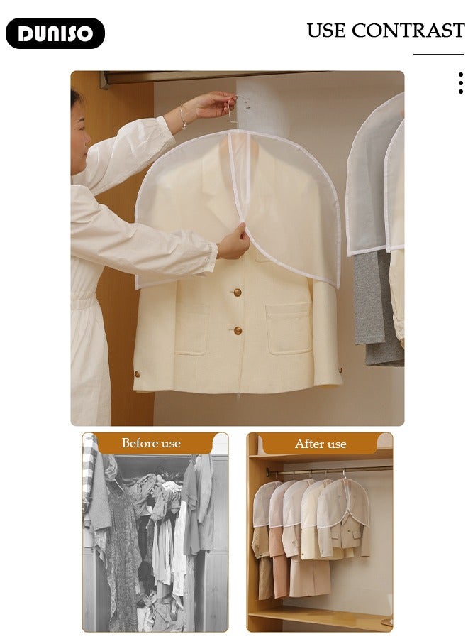 DUNISO 10 Pcs Shoulder Garment Covers Clothes Shoulder Covers Plastic Hanger Covers Clear Breathable Suit Bags for Closet Storage Closet Clothes Protector for Jacket Clothing Coat Dress Blouses - Image 3