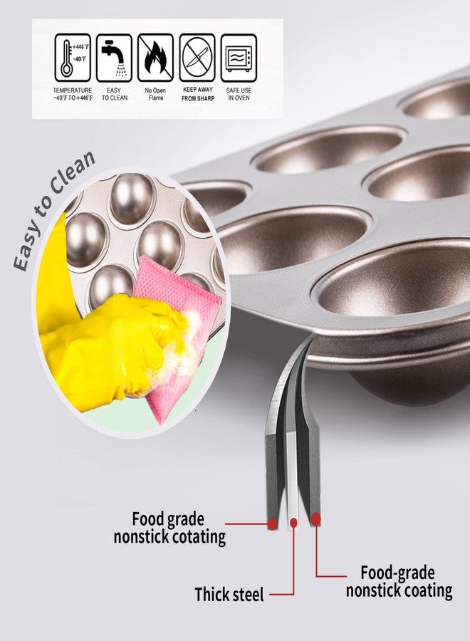 Yomvzake Donut Hole Baking Pan Set of 2, Mini Cake Pop Round Sphere Baking Mold Semi Sphere Tray Non-stick 1-3/4" Bite Size Half Ball For Baking and Mother's Day Gift - Image 4