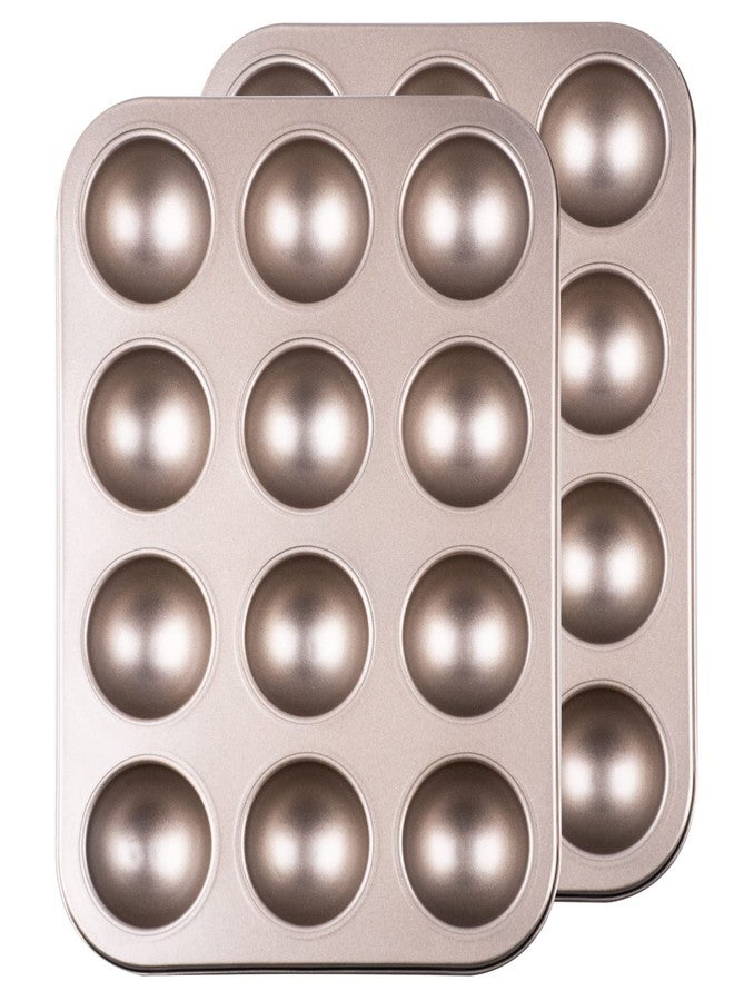Yomvzake Donut Hole Baking Pan Set of 2, Mini Cake Pop Round Sphere Baking Mold Semi Sphere Tray Non-stick 1-3/4" Bite Size Half Ball For Baking and Mother's Day Gift - Image 1