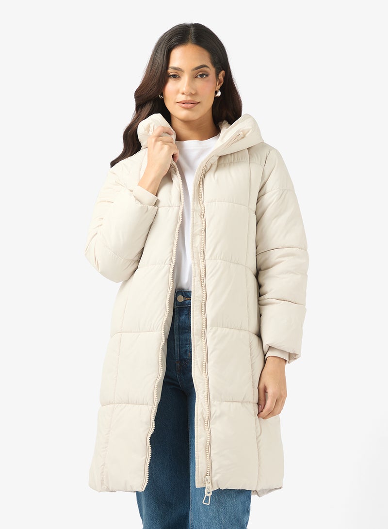 ايلا جاكيت مبطن بغطاء رأس وسحاب أمامي - Image 1