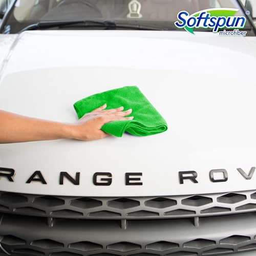 SOFTSPUN Microfiber Cloth - 5 pcs 40X40 cms 340 GSM Multicolor! Thick Lint & Streak-Free Multipurpose Cloths Automotive Microfibre Towels for Car Bike Cleaning Polishing Washing & Detailing. - Image 3