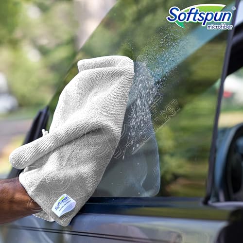 SOFTSPUN Microfiber Cloth - 5 pcs 40X40 cms 340 GSM Multicolor! Thick Lint & Streak-Free Multipurpose Cloths Automotive Microfibre Towels for Car Bike Cleaning Polishing Washing & Detailing. - Image 2