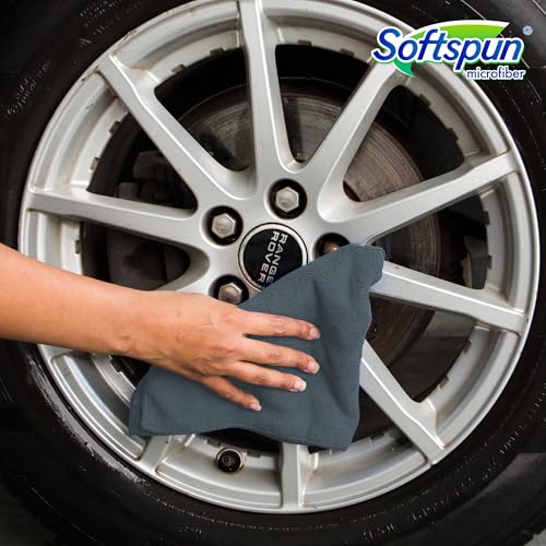 SOFTSPUN Microfiber Cloth - 5 pcs 40X40 cms 340 GSM Multicolor! Thick Lint & Streak-Free Multipurpose Cloths Automotive Microfibre Towels for Car Bike Cleaning Polishing Washing & Detailing. - Image 5