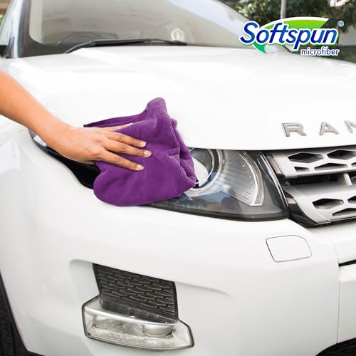 SOFTSPUN Microfiber Cloth - 5 pcs 40X40 cms 340 GSM Multicolor! Thick Lint & Streak-Free Multipurpose Cloths Automotive Microfibre Towels for Car Bike Cleaning Polishing Washing & Detailing. - Image 4