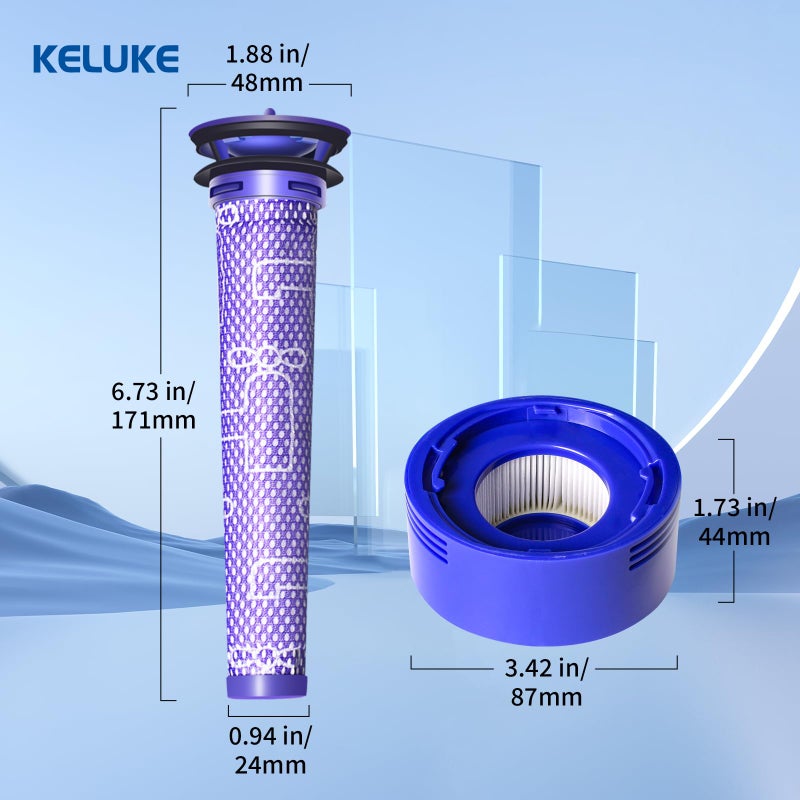 keluke Vacuum Filter Replacement Kit for Dyson V7, V8 Animal, V8 Absolute & SV10 Cordless Vacuum Cleaners, Replaces Part # 965661-01 & 967478-01 (4P) - Image 4