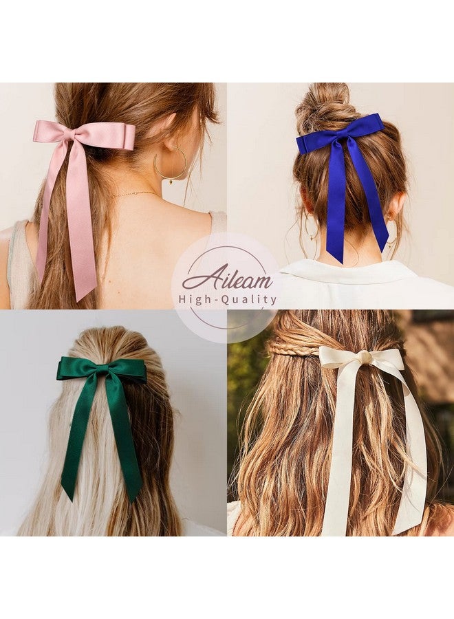 Aileam 10Pcs Silky Satin Hair Bows Hair Clip Ribbon Accessories Ponytail Holder Slides Metal Clips French Barrette Hair Bow For Women Girls Toddlers Teens Kids - Image 5