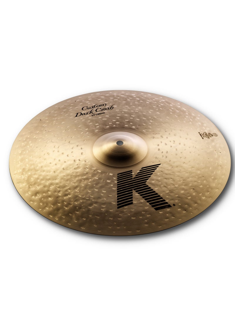 Zildjian K0952 | K Custom Series | 17" Dark Crash Cymbal | Thin | Traditional Finish