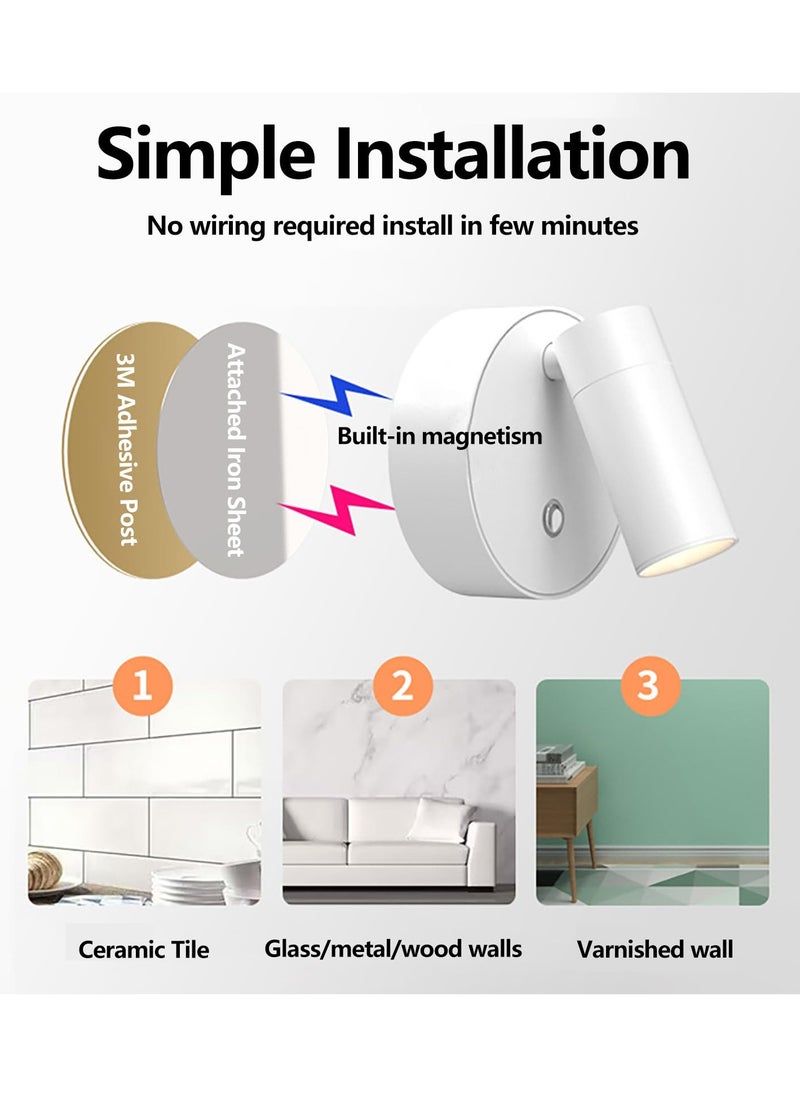 Generic Wireless SpotLights Indoor with Remote Magnetic Bedside Reading Wireless Spotlight Battery Operated Neutral Light 4000K 3 Color Dimmable Stick on Wall Light for Plant Artwork, Reading Black  - Image 2