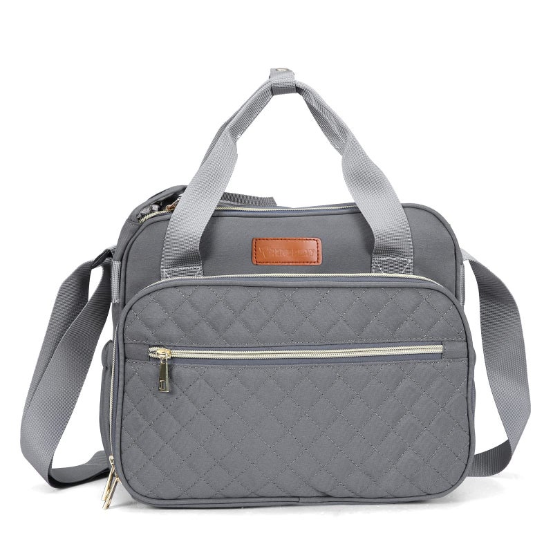 TRENDPLAY حقيبة حفاضات صغيرة TRENDPLAY للفتيات - حقيبة سفر وتنظيم عربة الأطفال متعددة الوظائف لحفاضات الأمومة للأمهات والآباء والأطفال، ضرورية للسفر مع الأطفال الصغار، رمادي - Image 1