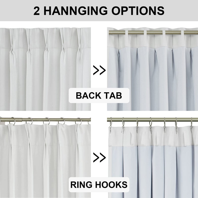 Vision Home White Pinch Pleated Full Blackout Curtains Thermal Insulated Window Curtains 84 inch for Living Room Bedroom Room Darkening Pinch Pleat Drapes with Hooks Back Tab 2 Panel 40" Wx84 L - Image 5