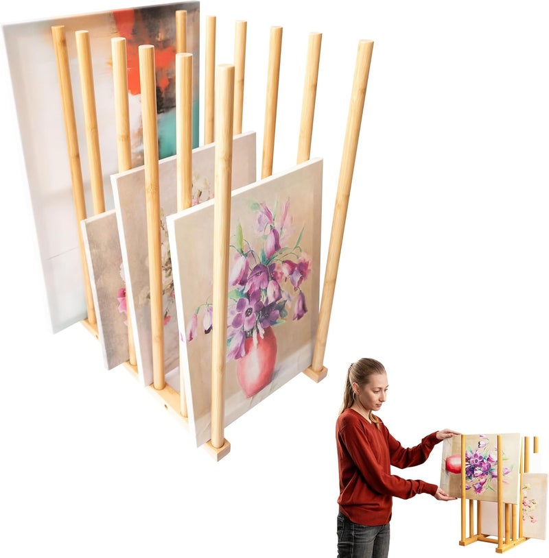 ODOXIA Art Storage Rack | Store Your Artwork Safely | Art Organizer | Optimize Your Artistic Space | Canvas Storage | Bamboo Wood Storage For Canvases - Image 1