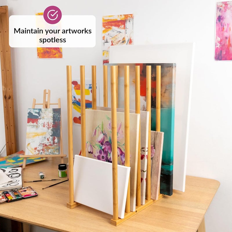 ODOXIA Art Storage Rack | Store Your Artwork Safely | Art Organizer | Optimize Your Artistic Space | Canvas Storage | Bamboo Wood Storage For Canvases - Image 3