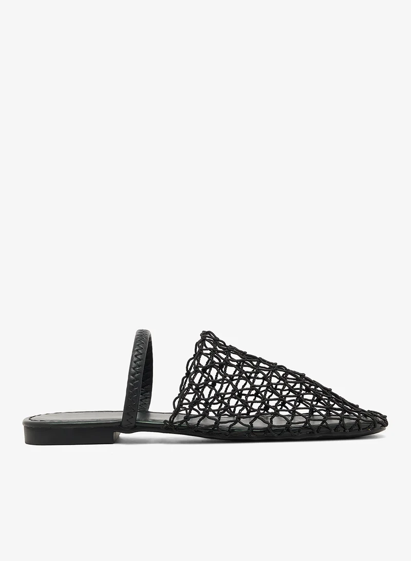 Mesh Detail Flat Sandals