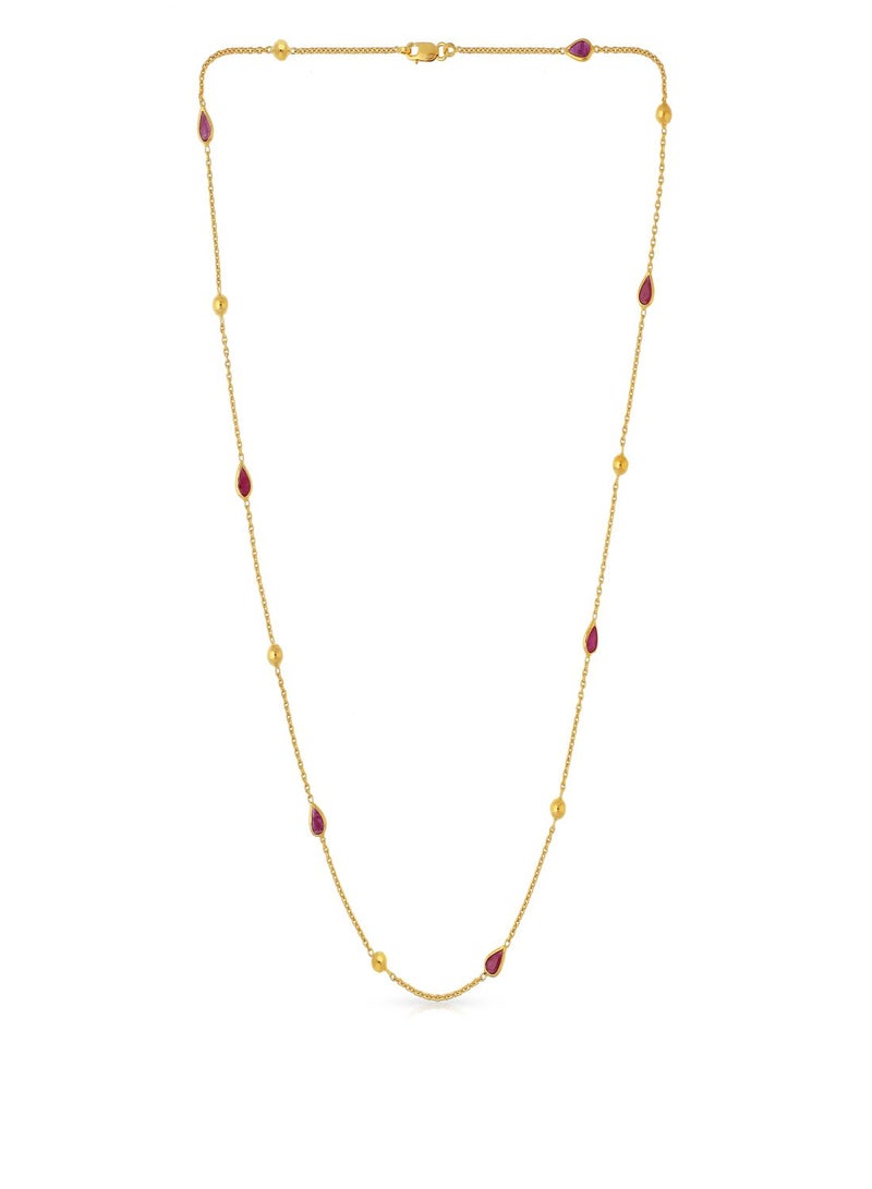 Malabar Gold and Diamonds 22 Carat 916 Purity Yellow Gold Gemstone Necklace PGNGEN002CH1_Y_18 For Women  - Image 1