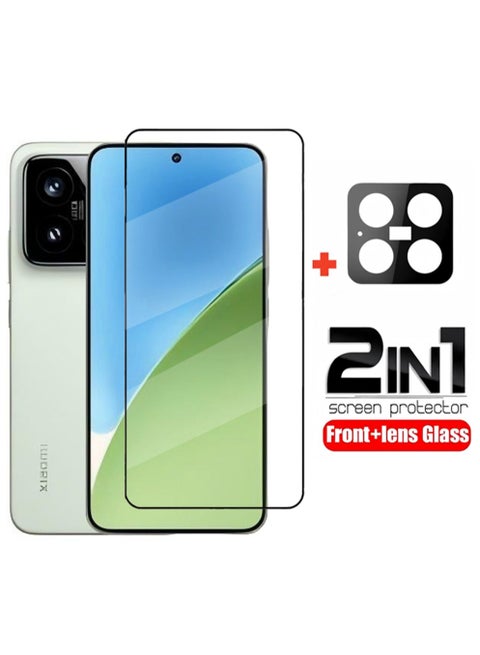 2 in 1 Screen Protector Tempered Glass and Camera Lens Film for Xiaomi 15, Scratch Resistant, Anti-Fingerprint, Bubble Free, 9H Tempered Glass Film