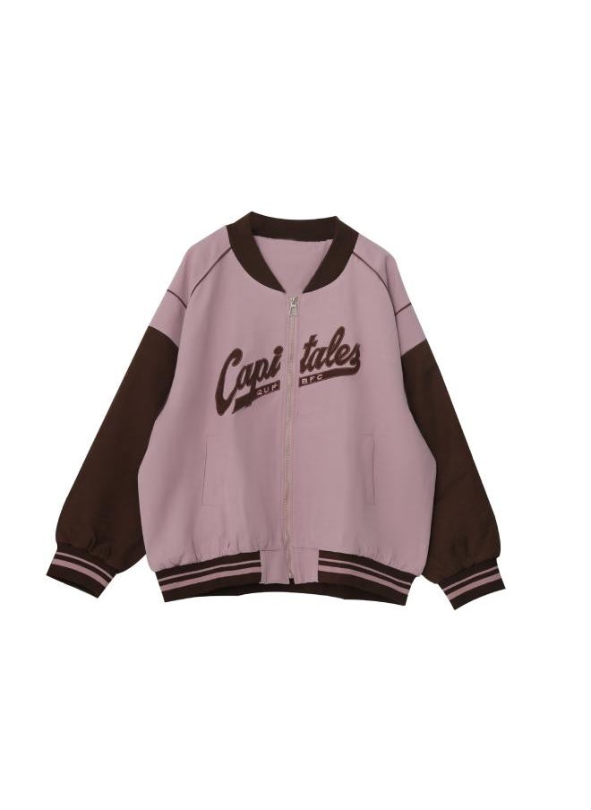 Generic - Mj 88 Xuanchen Plus Size Women's Autumn New Chubby Girl Retro American Long Sleeve Short Contrast Color Baseball Jacket - Image 1