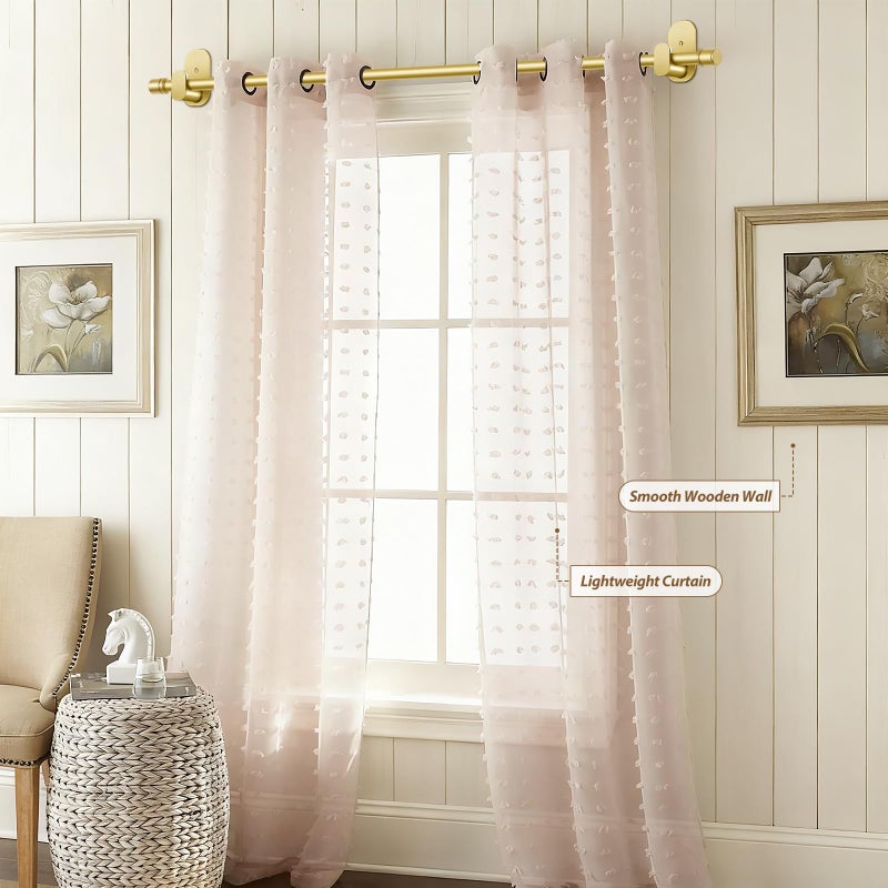 HOTOZON Curtain Rods No Drilling 32 to 86 Inch, HOTOZON 5/8 Inches No Drill Curtain Rods for Windows 55 to 82 Inches(4.5-6.8 ft), Renter Friendly Adjustable Small Drapery Rod for Lightweight Curtains, Gold - Image 2