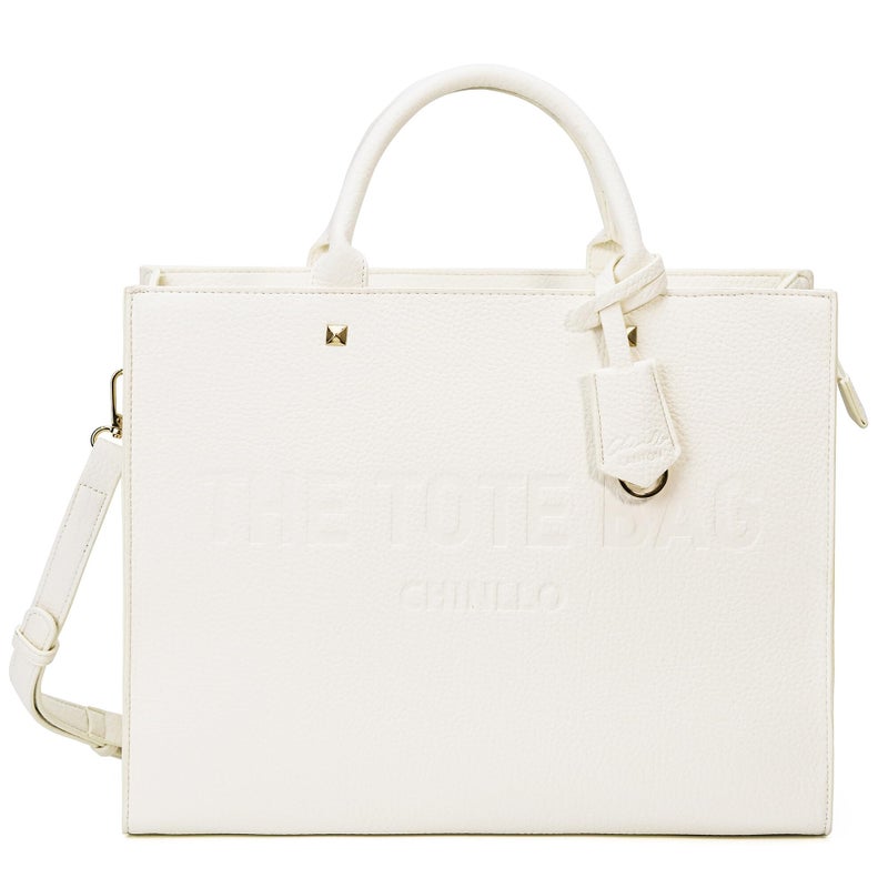 Chinllo Tote Bag for Women Top Handle Satchel Purse and Handbags with Shoulder Strap (D.White-S) - Image 1