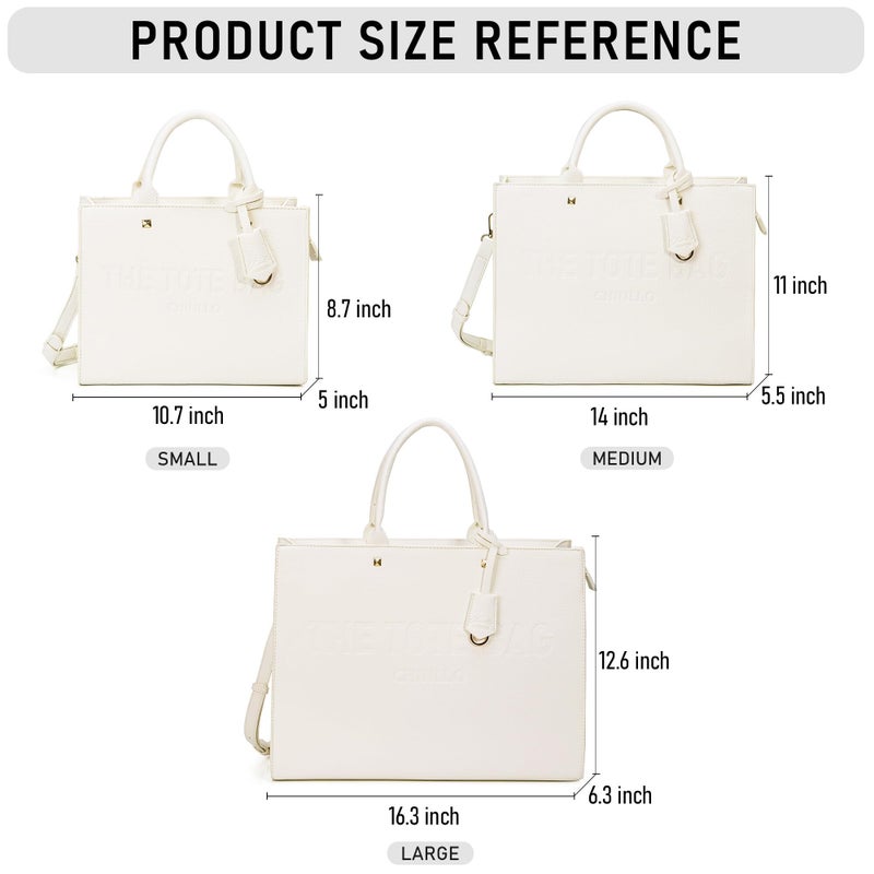 Chinllo Tote Bag for Women Top Handle Satchel Purse and Handbags with Shoulder Strap (D.White-S) - Image 3