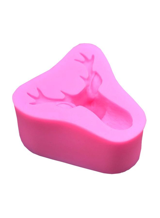 NIBEMINENT Deer Head Designed Bakeware Mould Pink 7x7.5x3.5centimeter - Image 1