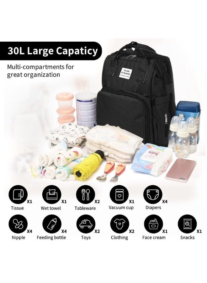 Happy Home - Multifunctional Baby Diaper Bag Backpack with Portable Bassinet and Insulated Bottle Pockets - Image 1