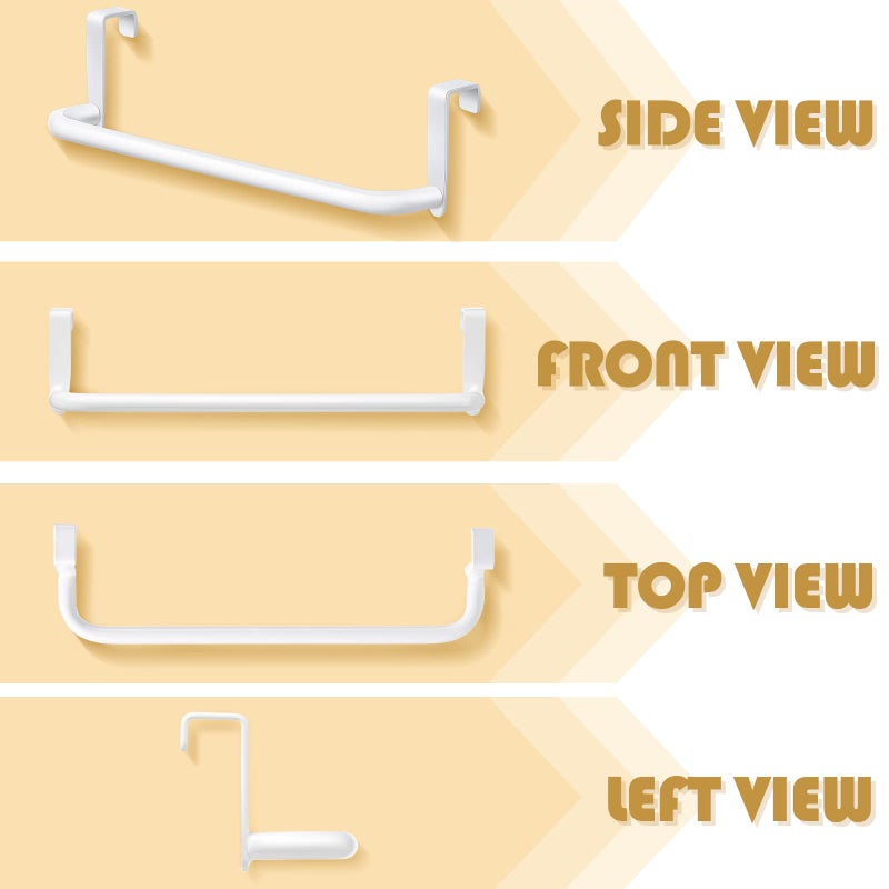 Patelai 2 Pieces Metal Towel Bar Kitchen Cabinet Steel Towel Rack Bar for Hanging on Inside or Outside of Doors, Home Kitchen Bathroom(White) - Image 3