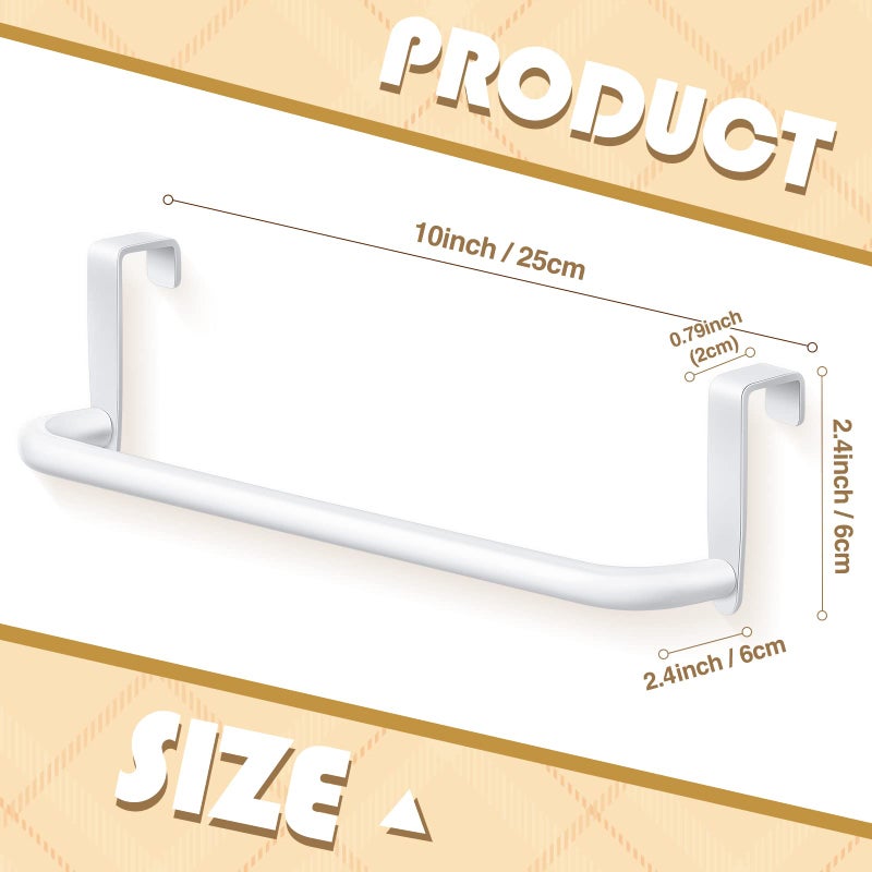 Patelai 2 Pieces Metal Towel Bar Kitchen Cabinet Steel Towel Rack Bar for Hanging on Inside or Outside of Doors, Home Kitchen Bathroom(White) - Image 2