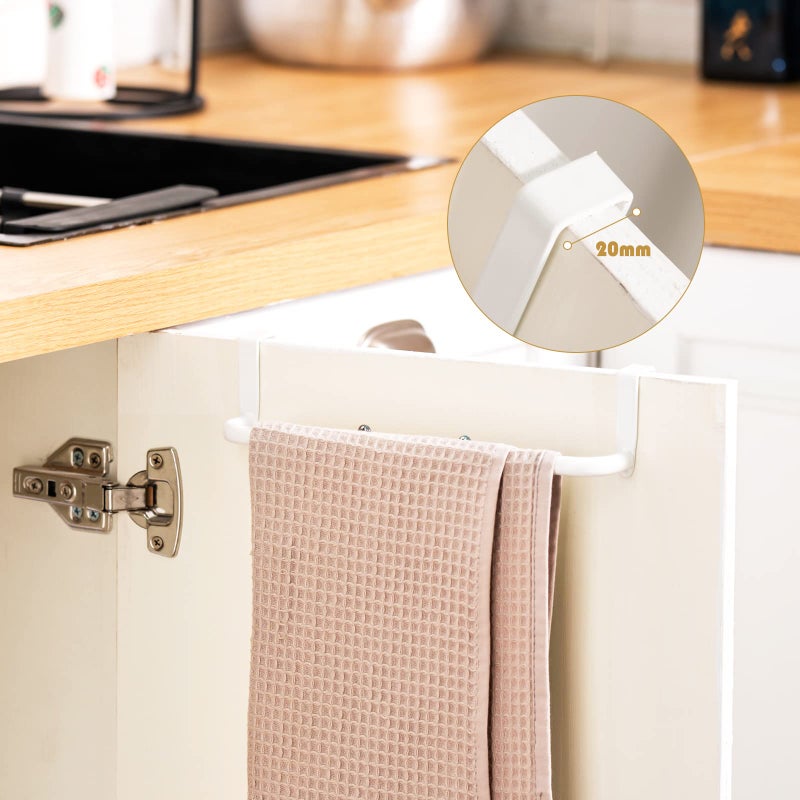 Patelai 2 Pieces Metal Towel Bar Kitchen Cabinet Steel Towel Rack Bar for Hanging on Inside or Outside of Doors, Home Kitchen Bathroom(White) - Image 4
