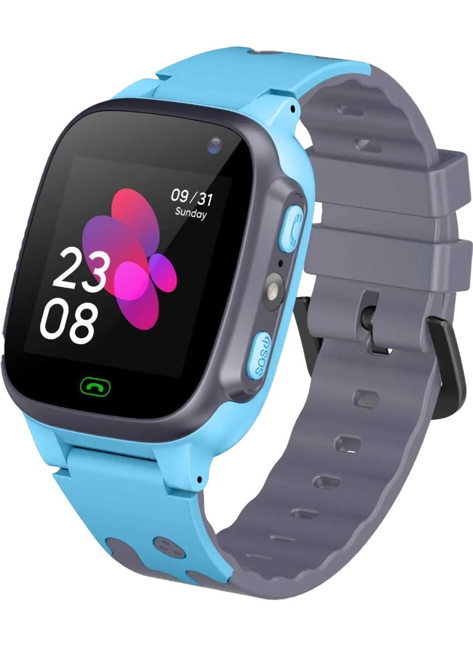 GREEN LION Smart Watch for Kids with Location,Smartwatch with sim card slot and HD touch screen and voice chat and contact call and flashlight, Boys Smartwatch - Blue