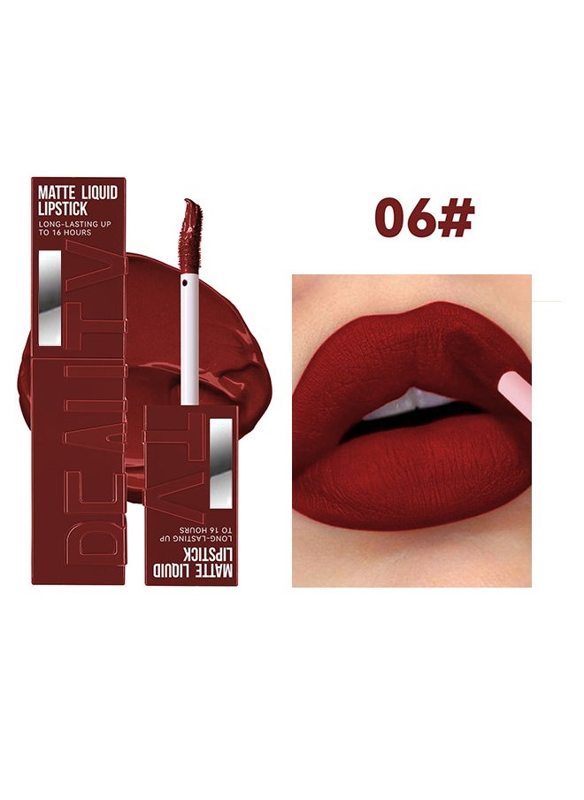 Julystar - Beauty Matte Liquid Lipstick Long Lasting Up To 16 Hous,Super Stay Velvet Lip Gloss Lip Stain Can Let Your Lip Look Fuller(06#) - Image 1