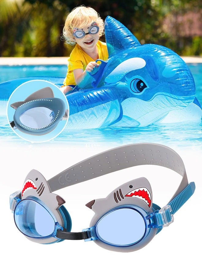 Kids Anti-Fog Swimming Goggles with UV Protection, Wide View, Adjustable Strap, Waterproof Swimming Goggles for Children Boys & Girls Age 3-14