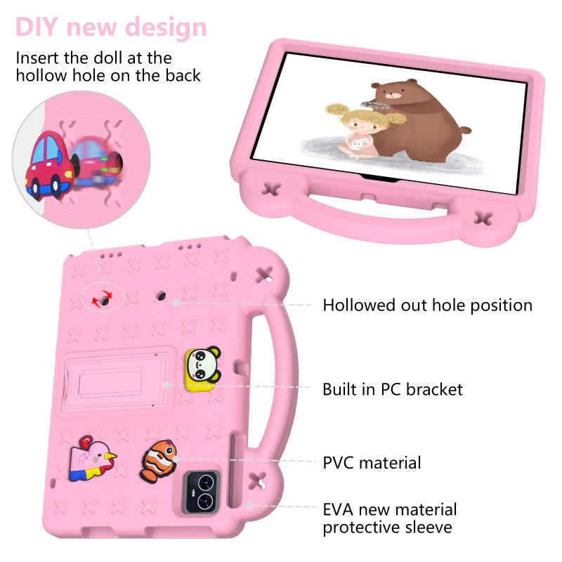 Kwamaz for Revvl Tab 2 Case (2025), EVA Shockproof Tablet Cover with Stand Handle Shoulder Strap,for Tmobile Revvl Tab 2 Tablet Case 10.1'', Pink - Image 4