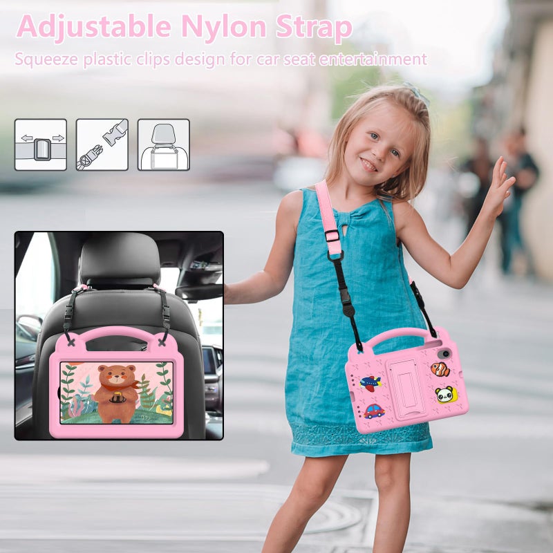 Kwamaz for Revvl Tab 2 Case (2025), EVA Shockproof Tablet Cover with Stand Handle Shoulder Strap,for Tmobile Revvl Tab 2 Tablet Case 10.1'', Pink - Image 2