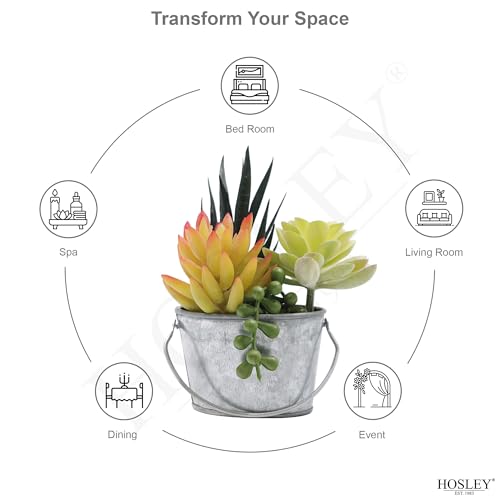 Hosley Set of 6 Mini Oval Tub Galvanized Planter 3.8 Inches Long Ideal for Floral Arrangements DIY Craft and Floral Projects Gifts Baskets Party Favors P9 - Image 4