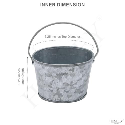 Hosley Set of 6 Mini Oval Tub Galvanized Planter 3.8 Inches Long Ideal for Floral Arrangements DIY Craft and Floral Projects Gifts Baskets Party Favors P9 - Image 2