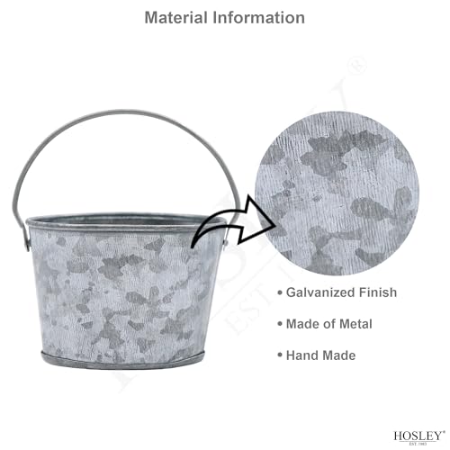 Hosley Set of 6 Mini Oval Tub Galvanized Planter 3.8 Inches Long Ideal for Floral Arrangements DIY Craft and Floral Projects Gifts Baskets Party Favors P9 - Image 5