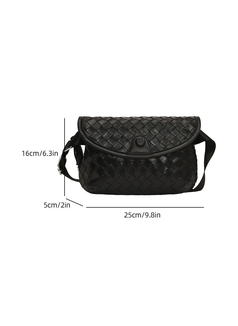 Generic Chic Woven Chest Bag Crossbody for Men and Women Black 