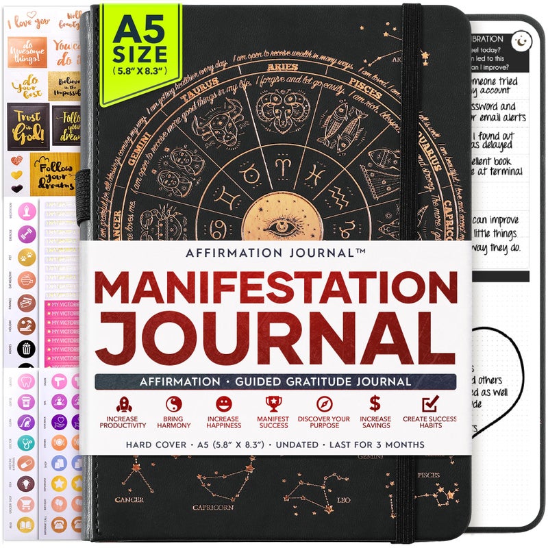 Freedom Mastery Manifestation Journal - 5 Minute Manifesting & Self Care Journal | 90-Day Undated Daily Planner for Positivity, Affirmations & Gratitude | Guided Mindfulness, Reflection | Vision Board + Stickers - Image 1
