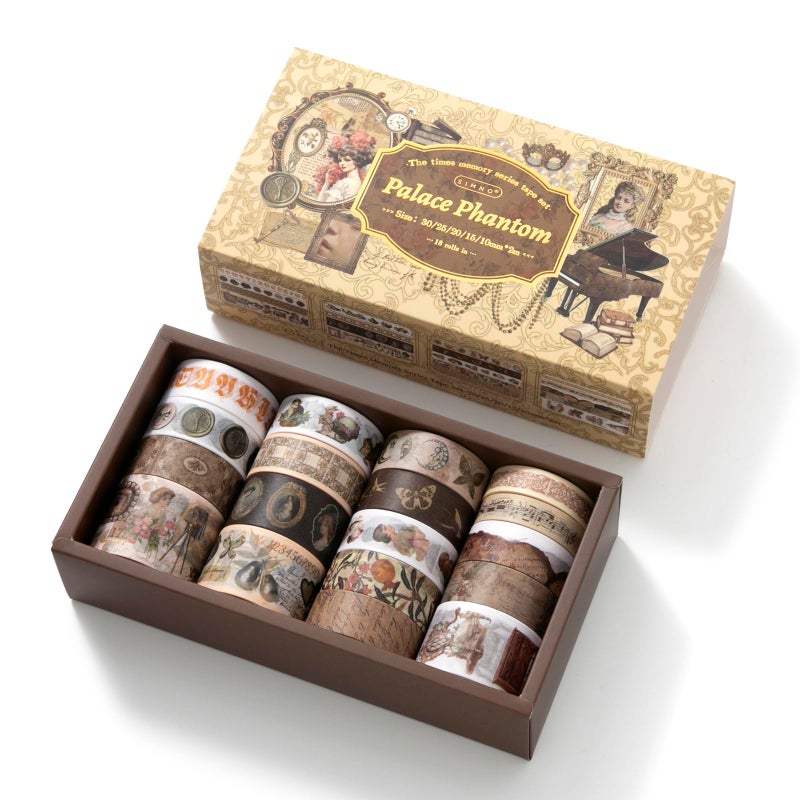 Auguro Vintage Victoria Harmonized Paper Tape Set, Journal Tape for Crafting and Journaling, DIY Scrapbooking Supplies, Washi Tape, Scrapbooking Decorative Tape, 18 Rolls - Image 1