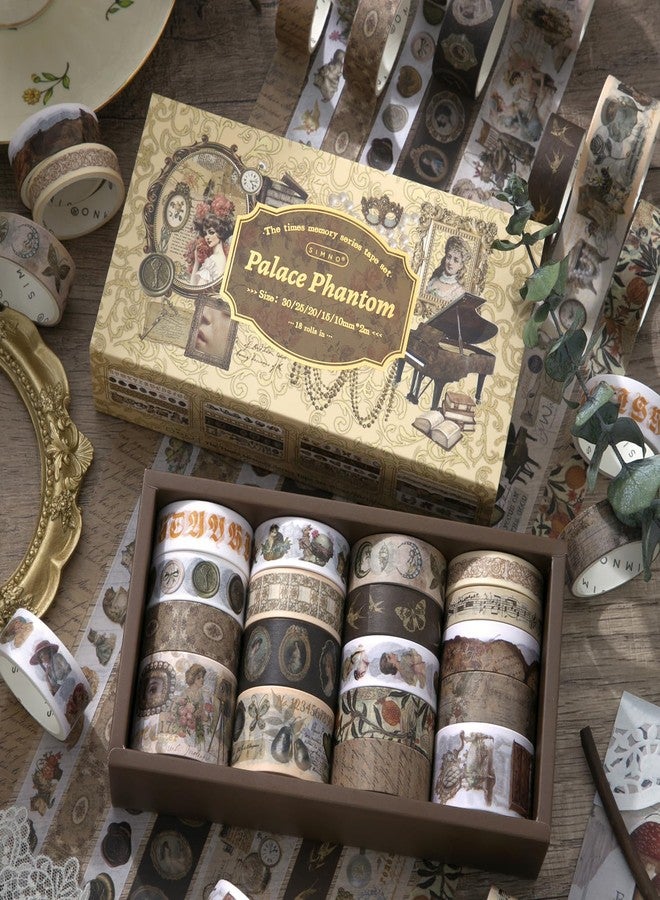 Auguro Vintage Victoria Harmonized Paper Tape Set, Journal Tape for Crafting and Journaling, DIY Scrapbooking Supplies, Washi Tape, Scrapbooking Decorative Tape, 18 Rolls - Image 2