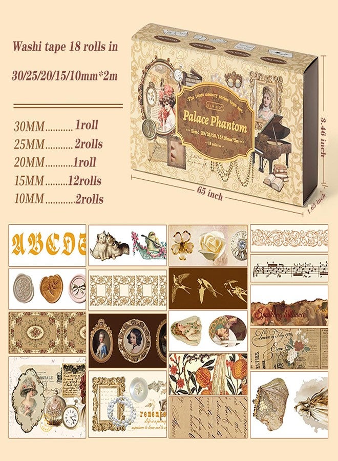 Auguro Vintage Victoria Harmonized Paper Tape Set, Journal Tape for Crafting and Journaling, DIY Scrapbooking Supplies, Washi Tape, Scrapbooking Decorative Tape, 18 Rolls - Image 4