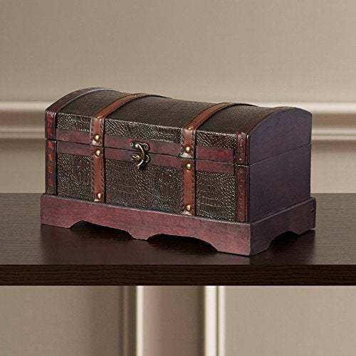 vintiquewise Vintiquewise(TM) Leather Wooden Chest/Trunk  - Image 2