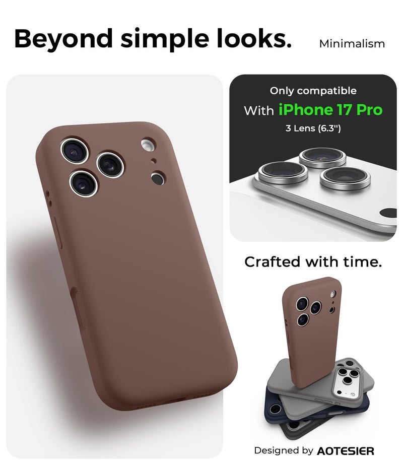 AOTESIER Compatible with iPhone 17 Pro Case, Silicone Upgrade [Full Camera Protection][Integrated Camera Control Button] Shockproof Protective 17 Pro Phone Case with Anti-Scratch Lining, Chocolate - Image 2