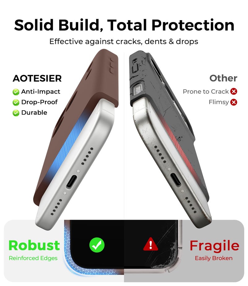 AOTESIER Compatible with iPhone 17 Pro Case, Silicone Upgrade [Full Camera Protection][Integrated Camera Control Button] Shockproof Protective 17 Pro Phone Case with Anti-Scratch Lining, Chocolate - Image 4
