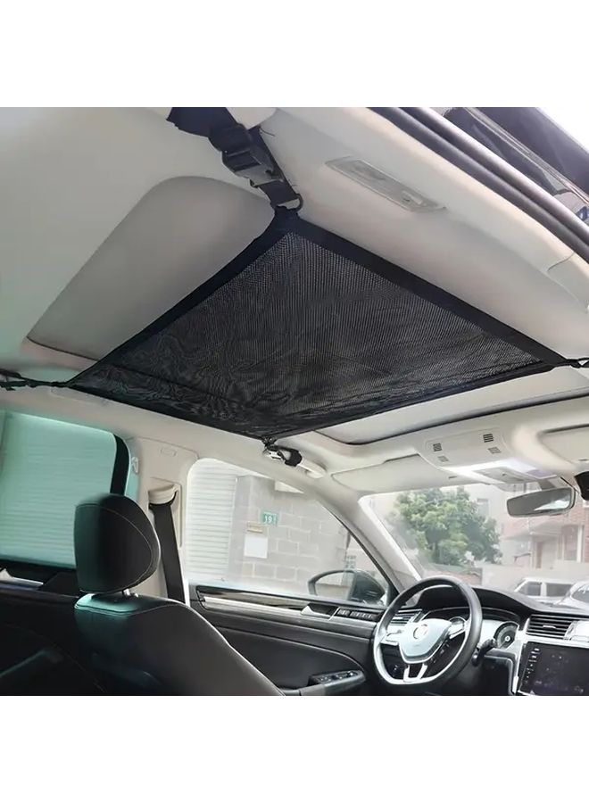 1pc Mesh Car Storage Bag Ceiling Roof Organizer Travel Essentials Road Trip Gear - Image 4