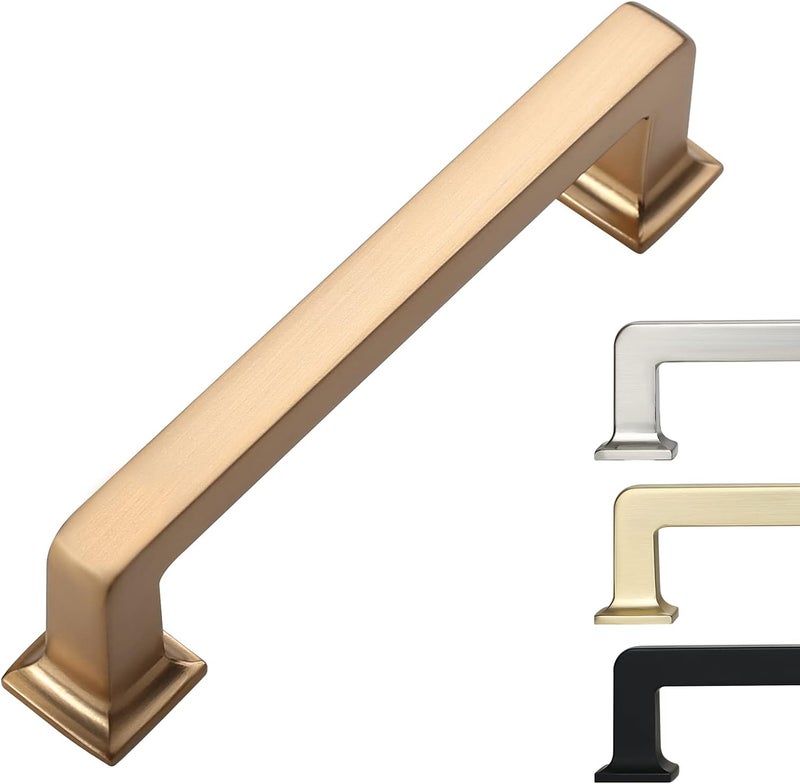 9BUILD 10 Pack 3.75 Inch Kitchen Cabinet Handles - Champagne Bronze Pulls Hardware for Cabinets - Gold Cupboard Handles - Image 1