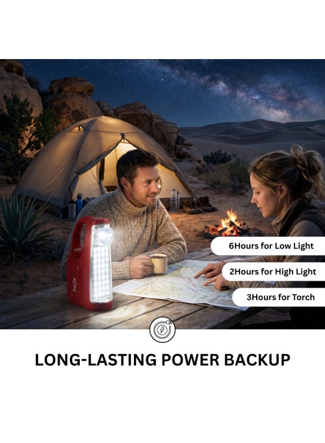 HEJIX مصباح الطوارئ القابل لإعادة الشحن HEJIX بسعة 2400mAh وبطارية ليثيوم، 36 LED SMD + مصباح يدوي 3W، شحن USB Type-C، غطاء غير قابل للكسر، حماية من الشحن الزائد، مؤشر الشحن - مثالي للمنزل وانقطاع التيار الكهربائي - Image 2
