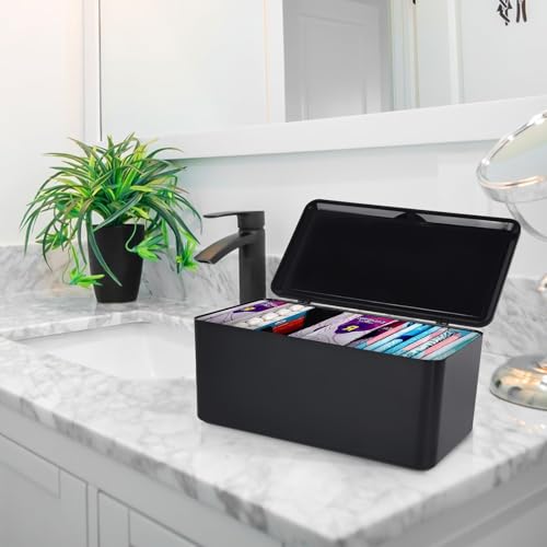 ChengFu Pad and Tampon Organizer for Bathroom,Sanitary Napkin Holder, Pad and Tampon Organizer for Period, Sanitary Napkin Storage Container, Black - Image 4